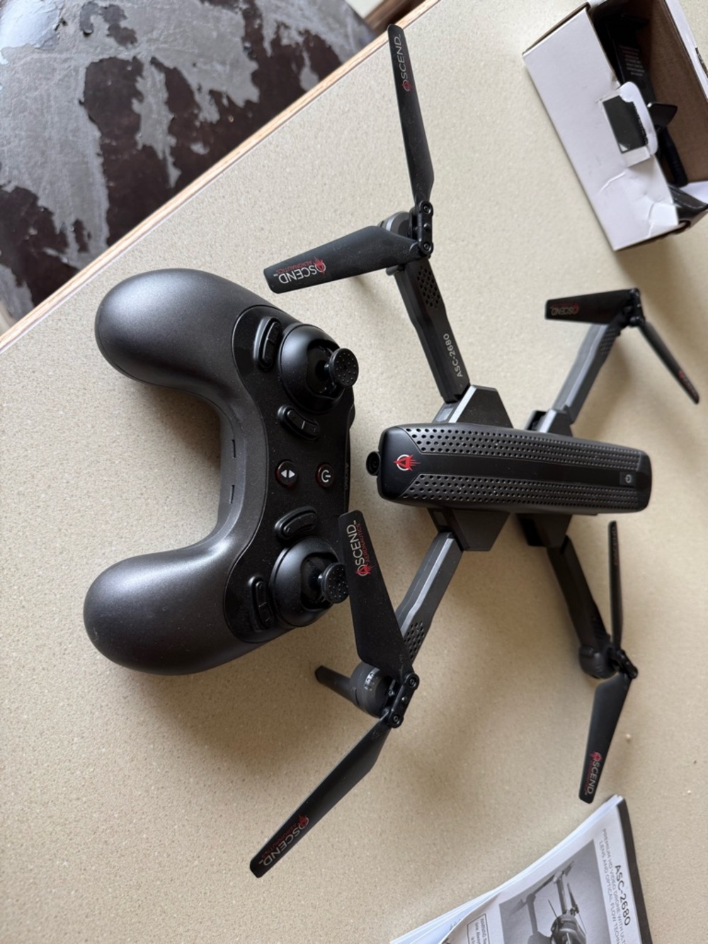 Ascend Black Foldable Drone with Matching Black Controller